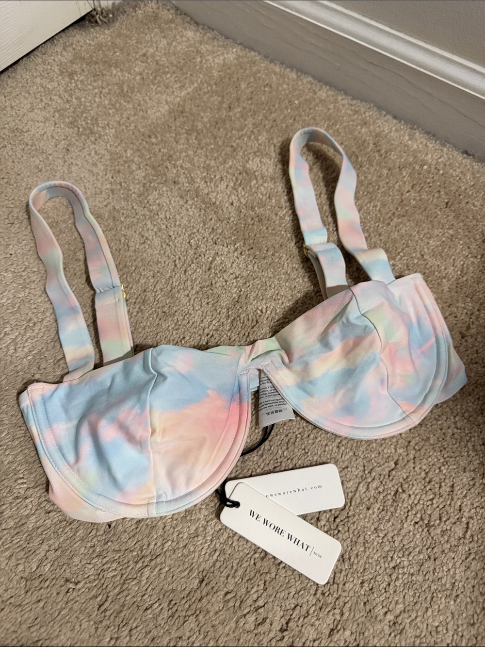 WeWoreWhat Sorrento Bikini Top in Clouds M NWT